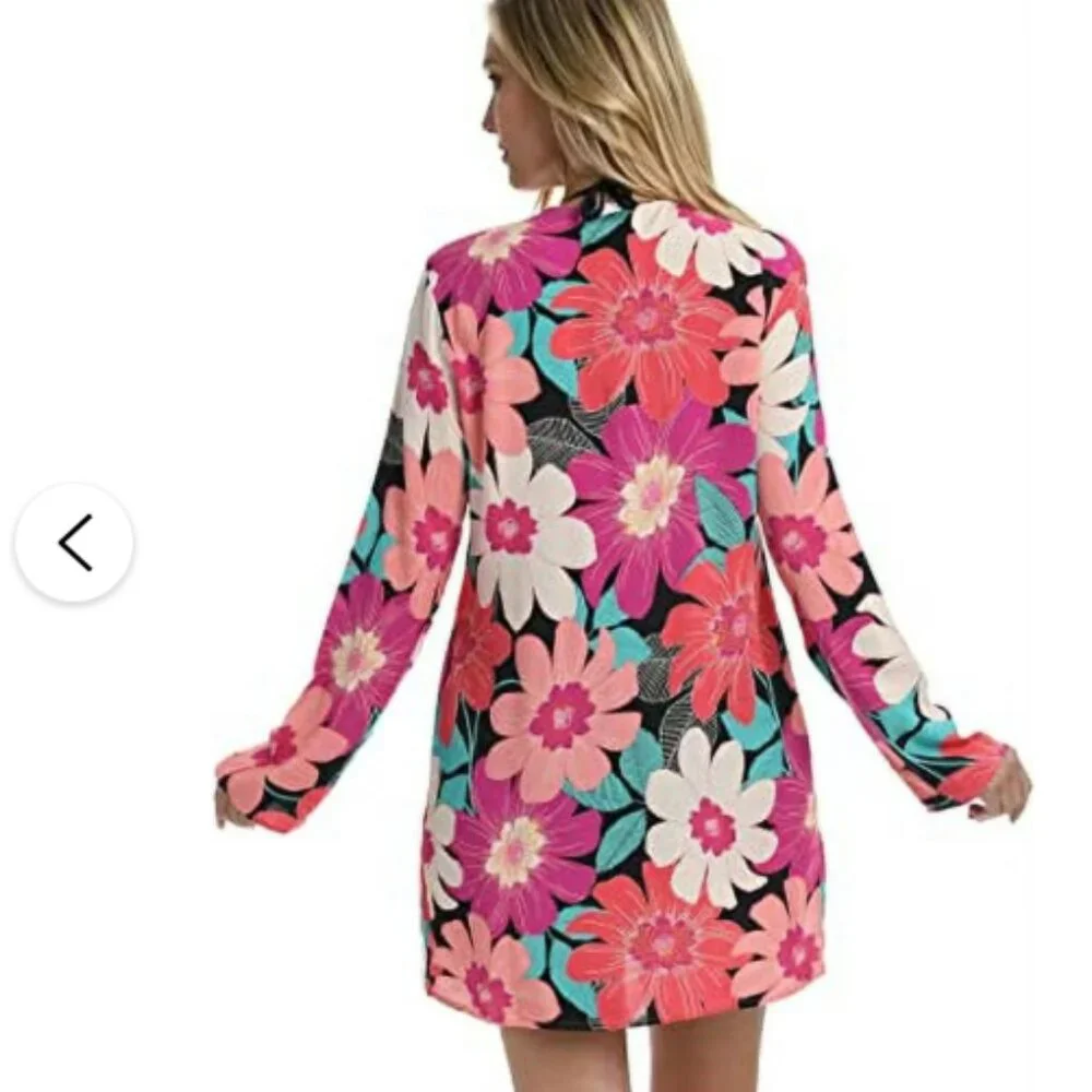 NWT La Blanca in full Bloom Lace-up Tunic Pockets Beach Cover All Size XS